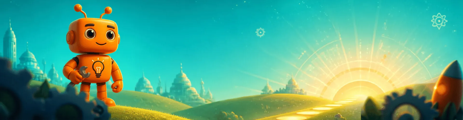 Turbo looking out at a sunrise over a futuristic city